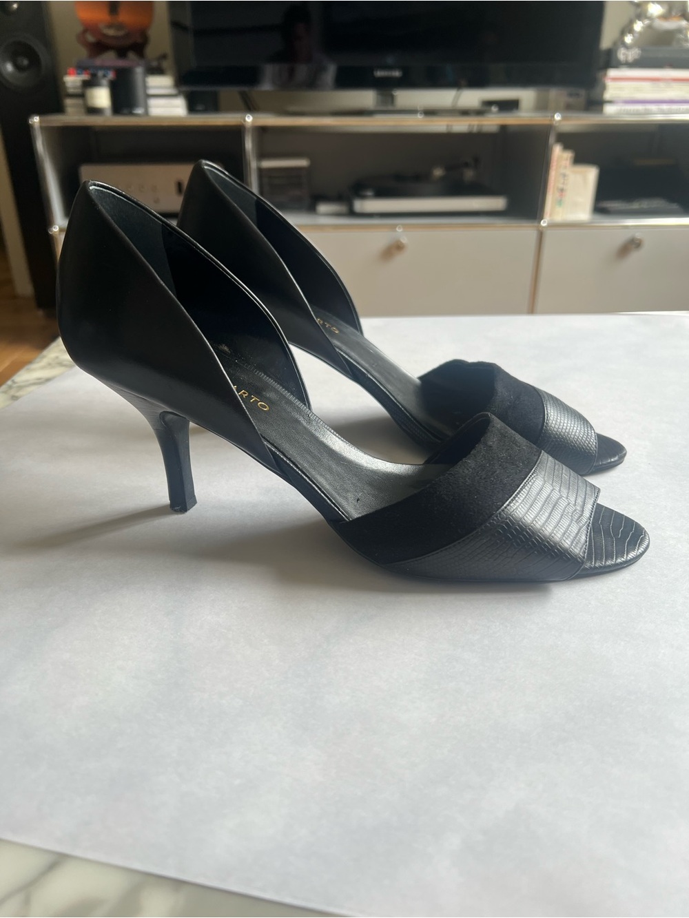 Franco Sarto Black D'Orsay Open-Toe Heels